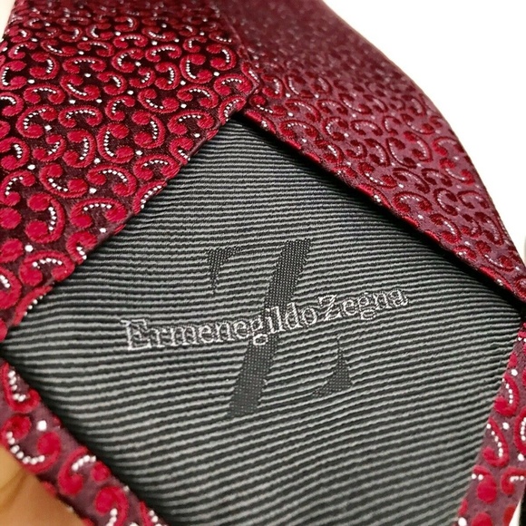 Ermenegildo Zegna Tie REGAL Red pattern Silk Italy - Picture 1 of 8